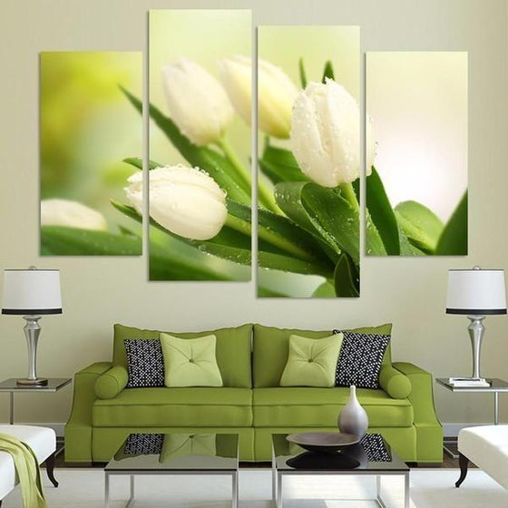 Wall Art White Flowers Canvas