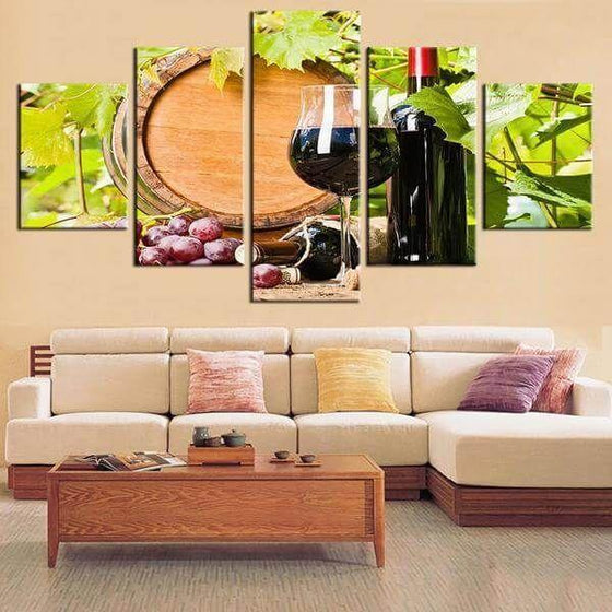Red Grape Wine Canvas Wall Art For Living Room
