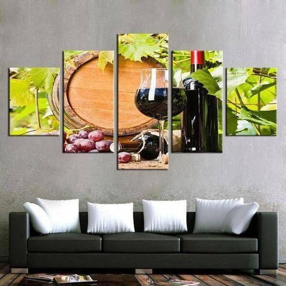 Red Grape Wine Canvas Wall Art For Outdoor