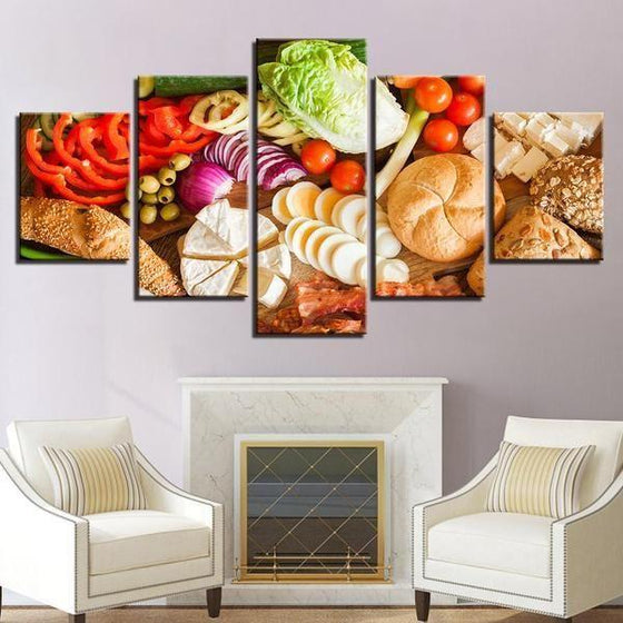 Fresh Vegetables And Bread Canvas Wall Art Decor