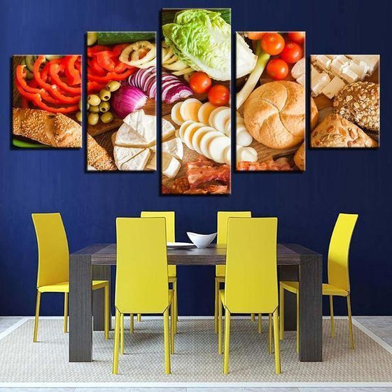 Fresh Vegetables And Bread Canvas Wall Art Dining Room
