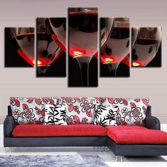 A Glass Of Red Wine Canvas Wall Art Living Room