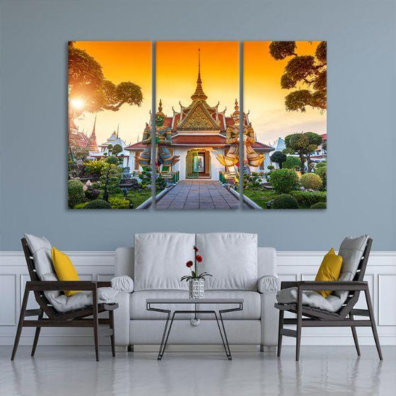 Wat Arun Buddhist Temple 3-Panel Canvas Wall Art Living Room