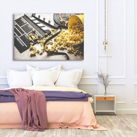 Watching Movie With Popcorn Canvas Wall Art Bedroom