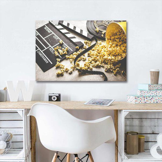 Watching Movie With Popcorn Canvas Wall Art Decor