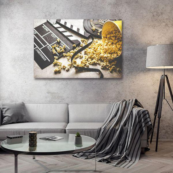 Watching Movie With Popcorn Canvas Wall Art Living Room