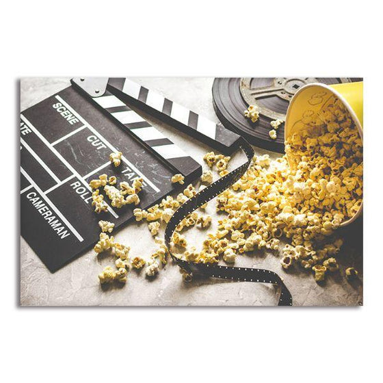 Watching Movie With Popcorn Canvas Wall Art