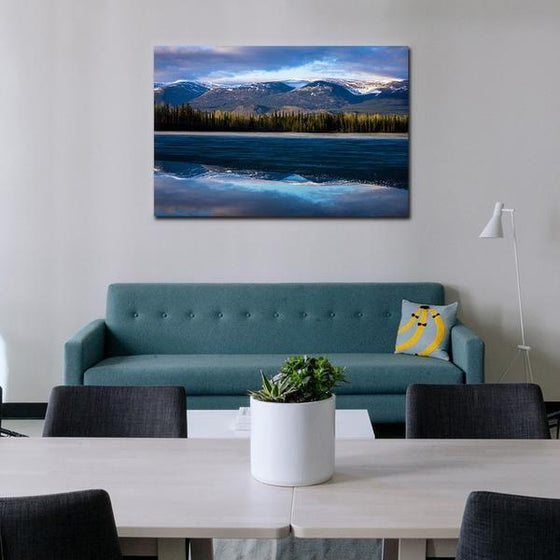 Waves With Mountain Ranges Wall Art Living Room