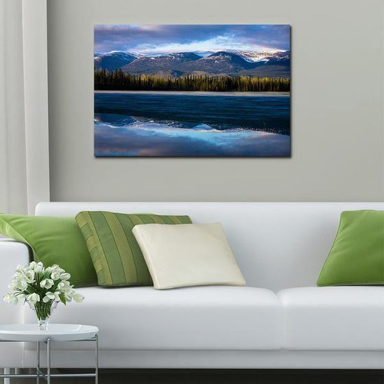 Waves With Mountain Ranges Wall Art Print