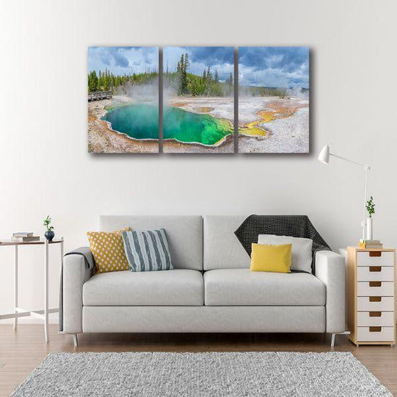 West Thumb Geyser 3 Panels Canvas Wall Art Prints