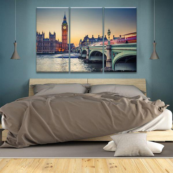 Westminster Bridge & Big Ben 3-Panel Canvas Art Bedroom