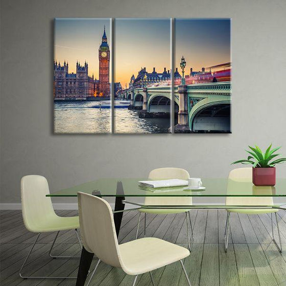 Westminster Bridge & Big Ben 3-Panel Canvas Art Office