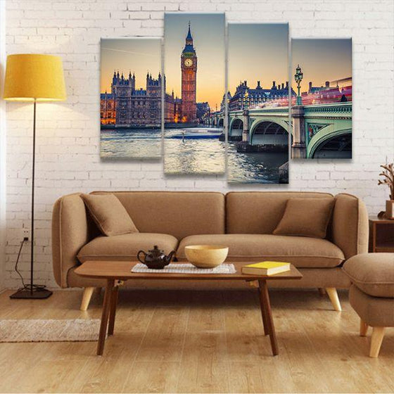 Westminster Bridge & Big Ben 4-Panel Canvas Wall Art Set