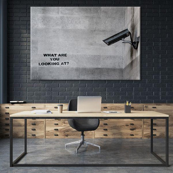 What Are You Looking At By Banksy Canvas Wall Art Office