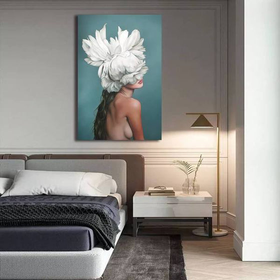 White Feathered Woman Wall Art Bedroom