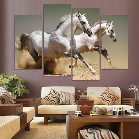 White Horse Wall Art Canvas