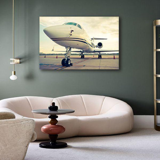 White Jet Plane 1 Panel Canvas Wall Art Decor