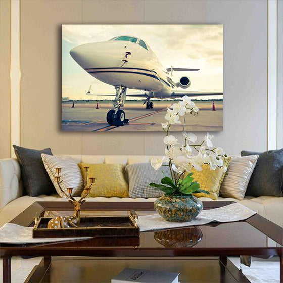 White Jet Plane 1 Panel Canvas Wall Art Living Room