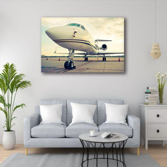 White Jet Plane 1 Panel Canvas Wall Art Print