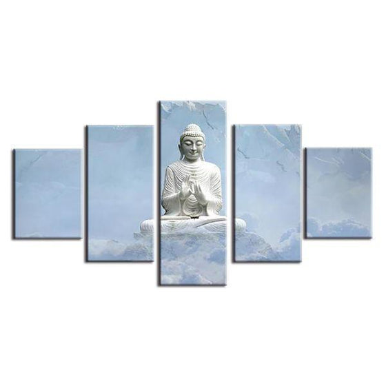 White Marble Buddha Canvas Wall Art