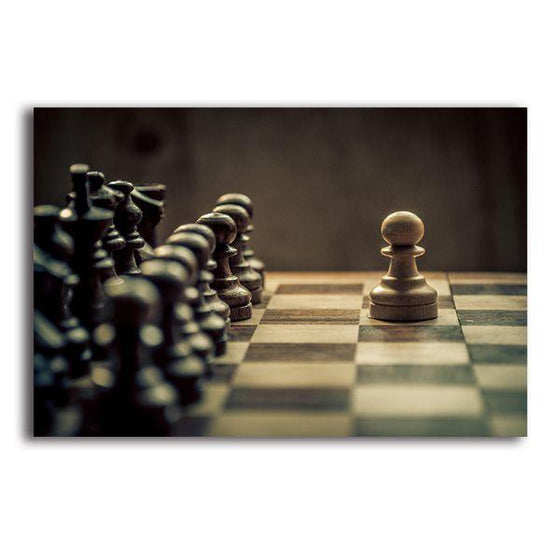 White Pawn On The Move 1 Panel Canvas Wall Art