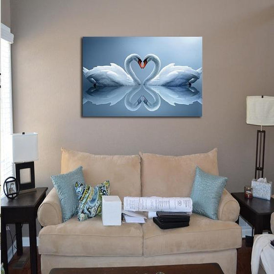 White Swan Lovers Canvas Wall Art Idea