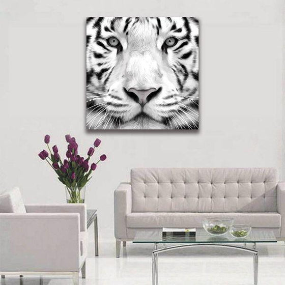 White Tiger Canvas Wall Art Decor