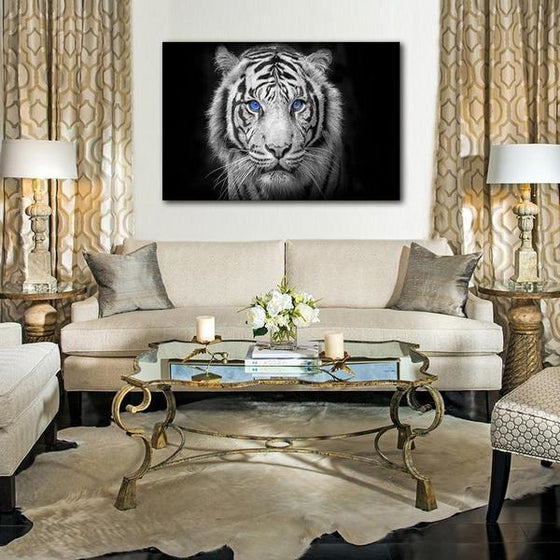 White Tiger With Blue Eyes Canvas Wall Art Decor