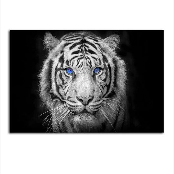 White Tiger With Blue Eyes Canvas Wall Art
