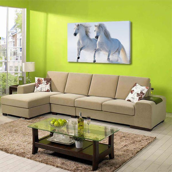 White Wild Horses Canvas Wall Art Ideas