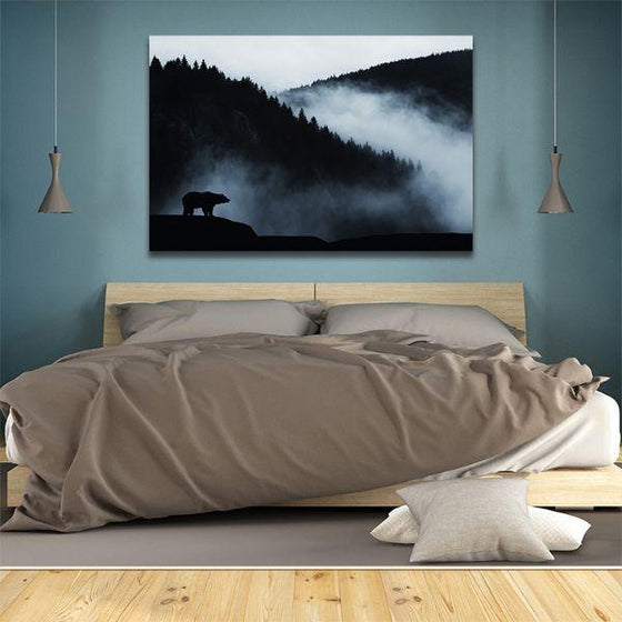 Wild Bear Silhouette Canvas Wall Art Bedroom