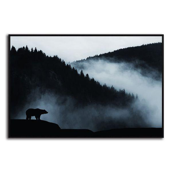 Wild Bear Silhouette Canvas Wall Art Print