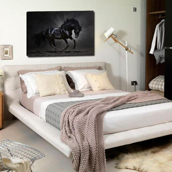 Wild Black Horse Canvas Wall Art Bedroom