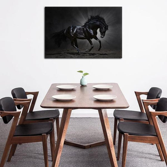 Wild Black Horse Canvas Wall Art Dining Room