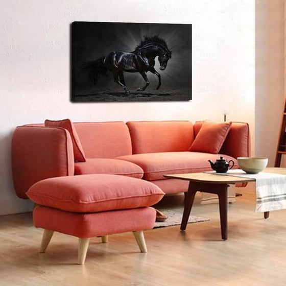 Wild Black Horse Canvas Wall Art Living Room