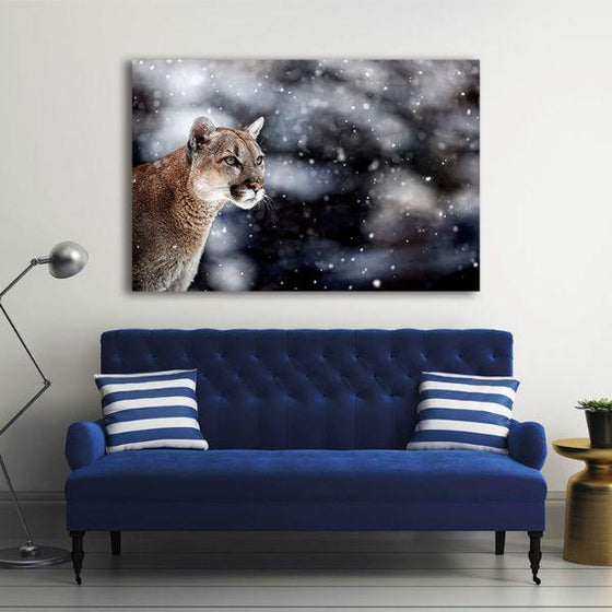 Wild Cougar Canvas Wall Art Living Room