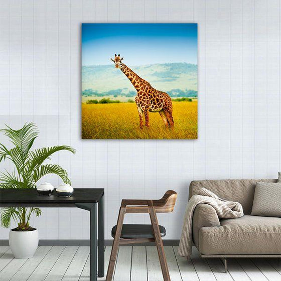 Wild Giraffe In Kenya Canvas Wall Art Decor