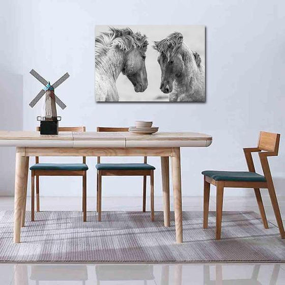 Wild Horse Heads Canvas Wall Art Dining Room