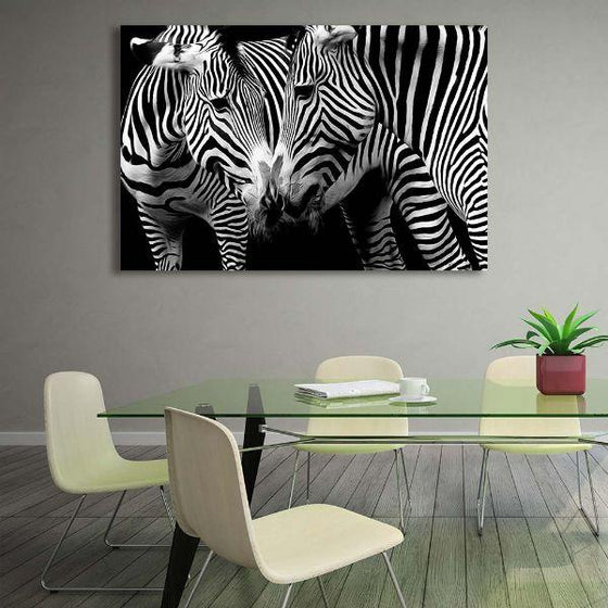 Wild Zebra Couple Canvas Wall Art Dining Room