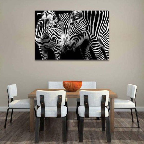 Wild Zebra Couple Canvas Wall Art Print