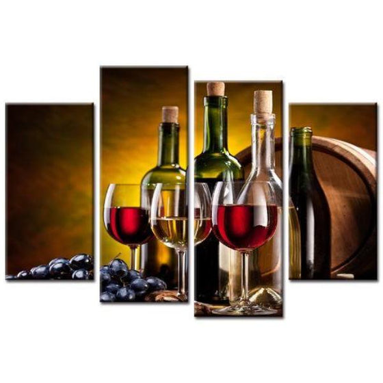Wine Bottles And Glasses Canvas Wall Art
