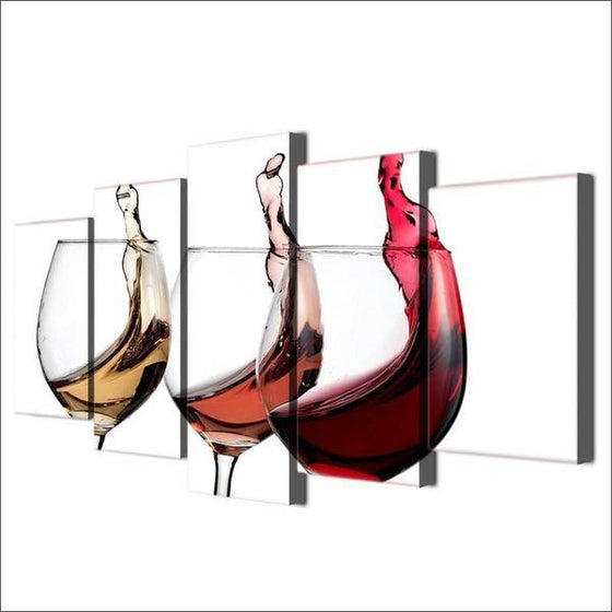 Wine Glasses Canvas Wall Art Set
