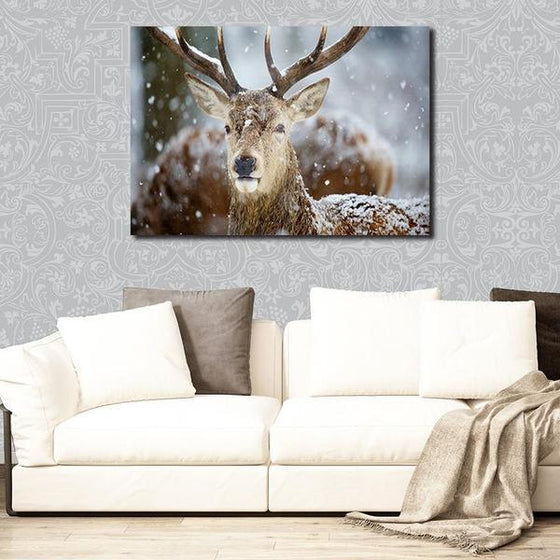 Winter Deer Head Canvas Wall Art Ideas