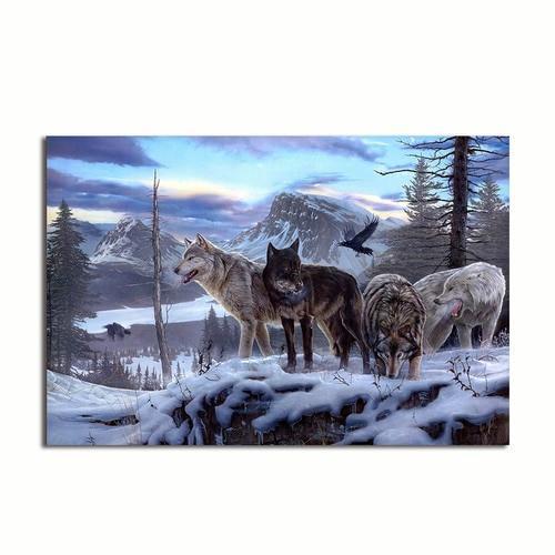 Winter Wolf Pack Canvas Wall Art Decor