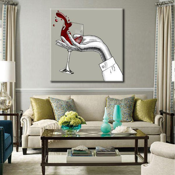 Woman & A Glass Of Red Wine Canvas Wall Art Decor