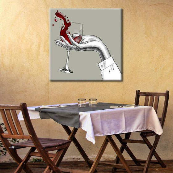 Woman & A Glass Of Red Wine Canvas Wall Art Dining Room