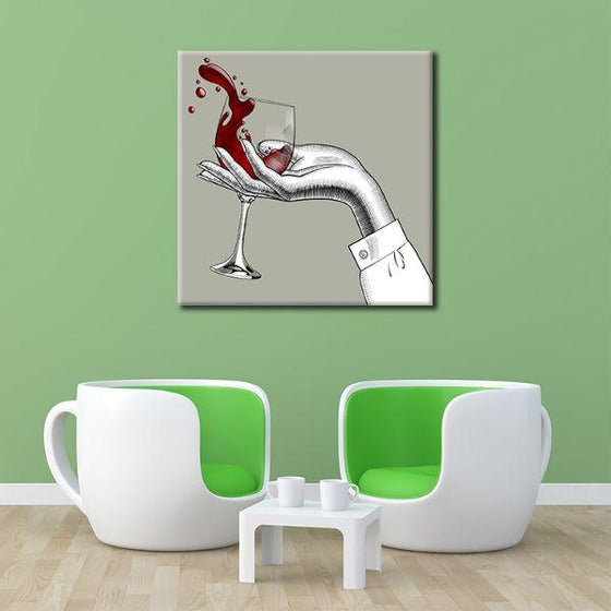 Woman & A Glass Of Red Wine Canvas Wall Art Living Room