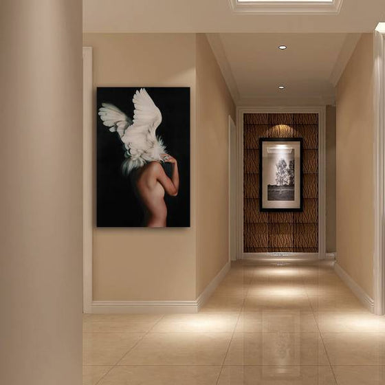 Woman Body With Angel Wings Wall Art Canvas