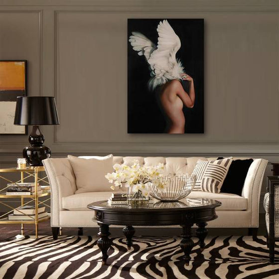 Woman Body With Angel Wings Wall Art Print