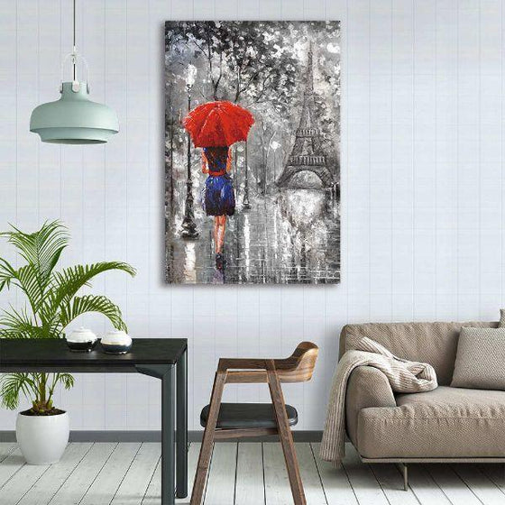 Woman With Red Umbrella Canvas Wall Art Decor